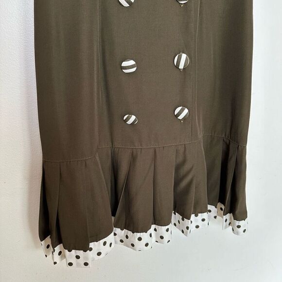 Knapp Studio Vintage Mod 1970s Women’s Olive Double Breasted Polka Dot Contrasti - Picture 9 of 12